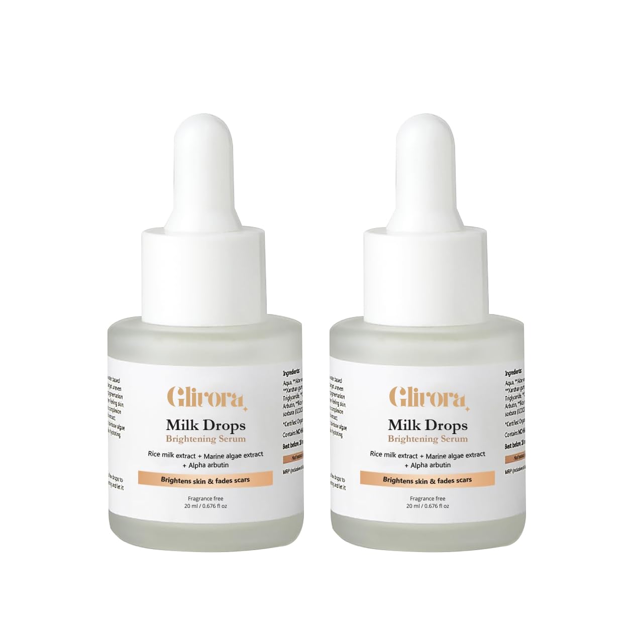 Vilvah Milk Drops Brightening Serum Pack of 2, 20 ml