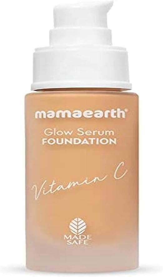 MAMAEARTH Glow Serum Foundation with Vitamin C & Turmeric for 12 Hour Long Stay 05 Beige Glow 30 ml