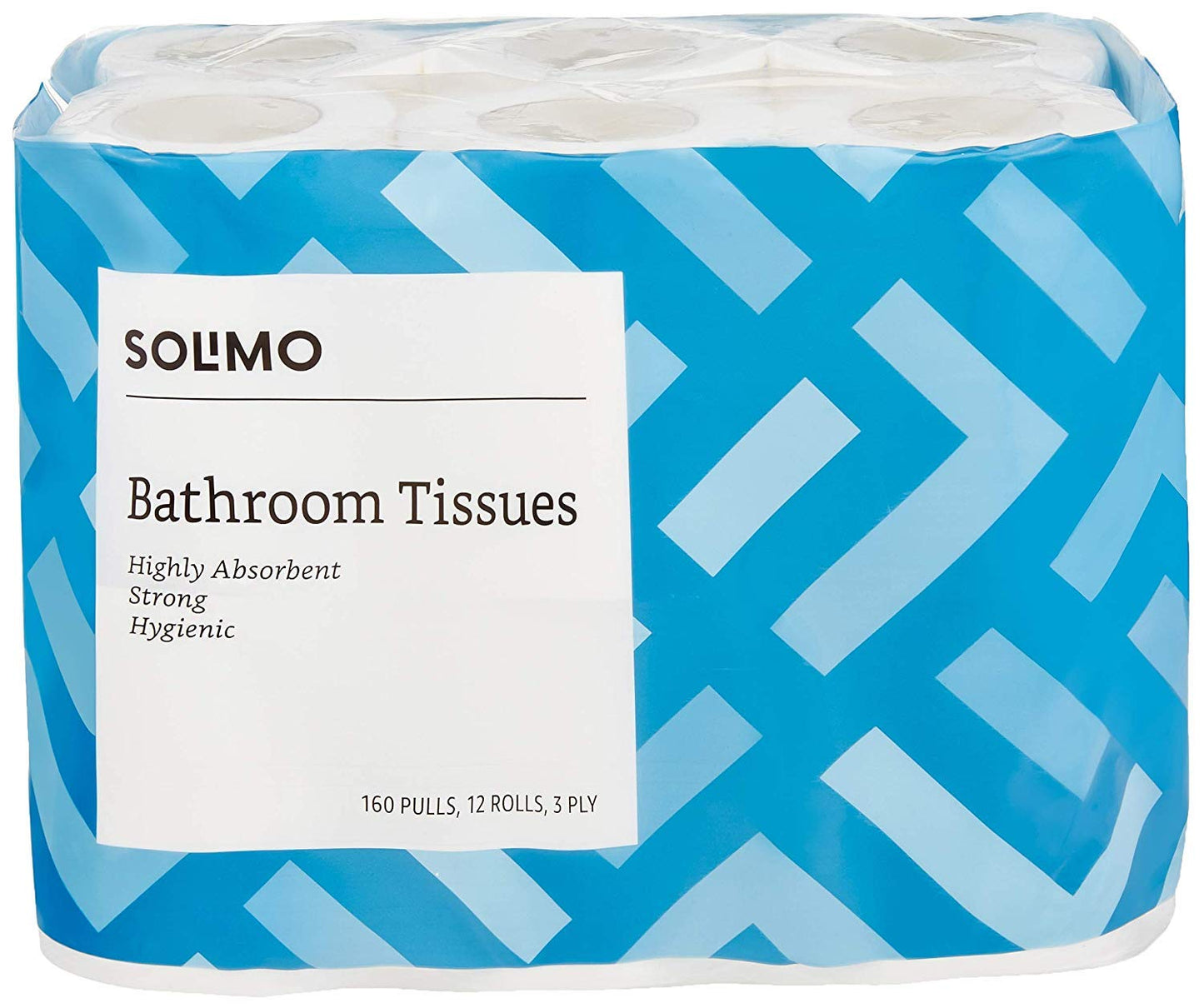 Solimo 3 Ply Toilet Paper Roll | 1920 Pulls | 160 Pulls X 12 Rolls