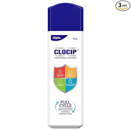 Cipla Clocip Antifungal Powder 100gm (Pack of 3)