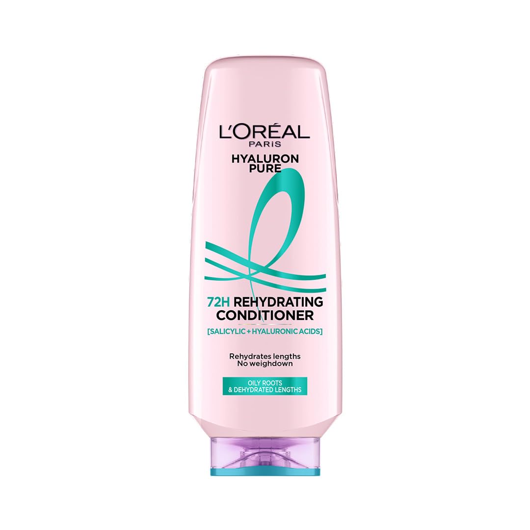 L'OREAL PARIS Unscented Hyaluron Pure 72H Rehydrating Conditioner, 340 ml