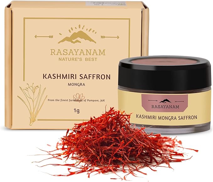 Rasayanam Pure Kashmiri Mongra Saffron/ Kesar | From The Finest Farmland Of Pampore, J&K , Tested Grade A As Per ISO 3632