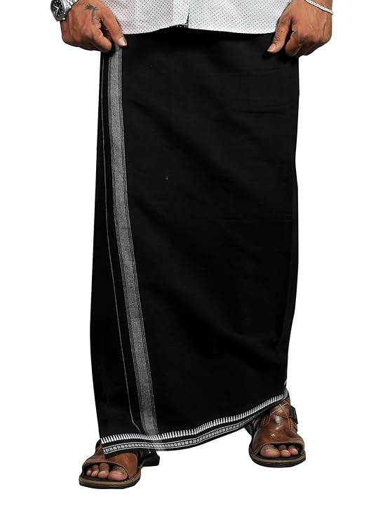 PRAKASAM COTTON 1.28 x 2.00 Mtr Single Dhoti with Thalapathi Border