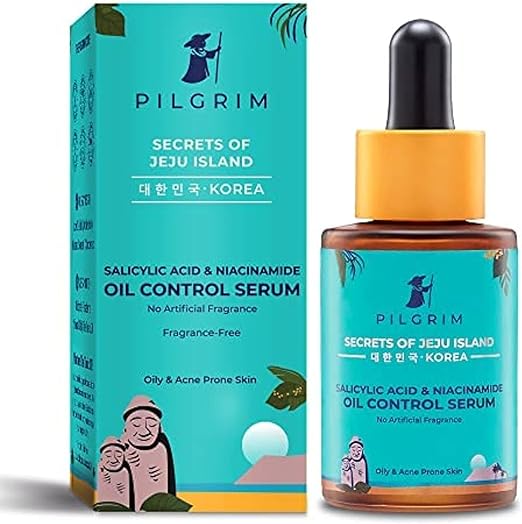 Pilgrim 2% Salicylic Acid + 3% Niacinamide Oil Control Serum For Oily & Acne-Prone Skin For Unisex Of All Skin Types, Korean Skin Care, 30 ml