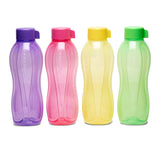 Tupperware Aquasafe Plastic Bottle, 1000 ml, Set of 4, Multicolor