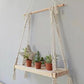 Decazone ® Macramé Wall Hanging Shelf Pine Wood Floating Shelve with Wooden Dowel Modern Chic Woven Décor for Dorm Living Room Nursery Beige 55 x 43cm