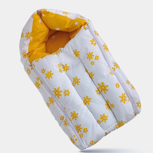 3-in-1 Baby Bed & Sleeping Bag for Newborn, Yellow Flower