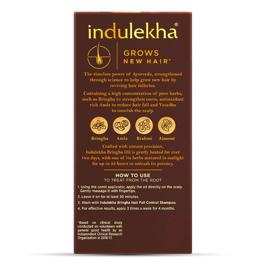 Indulekha Bringha Ayurvedic Hair Oil 100 ml|| Hair Fall Control and Hair Growth with Bringharaj & Coconut Oil - Comb Applicator Bottle for Men & Women