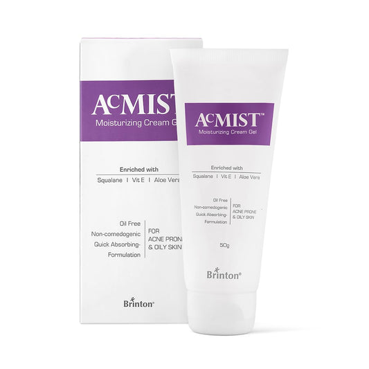Brinton AcMist Moisturizing Cream Gel for Acne-Prone & Oily Skin | With Vitamin E, Aloe Vera & Squalane | Oil-Free, Non-Comedogenic, Lightweight, Quick Absorbing | 50 g