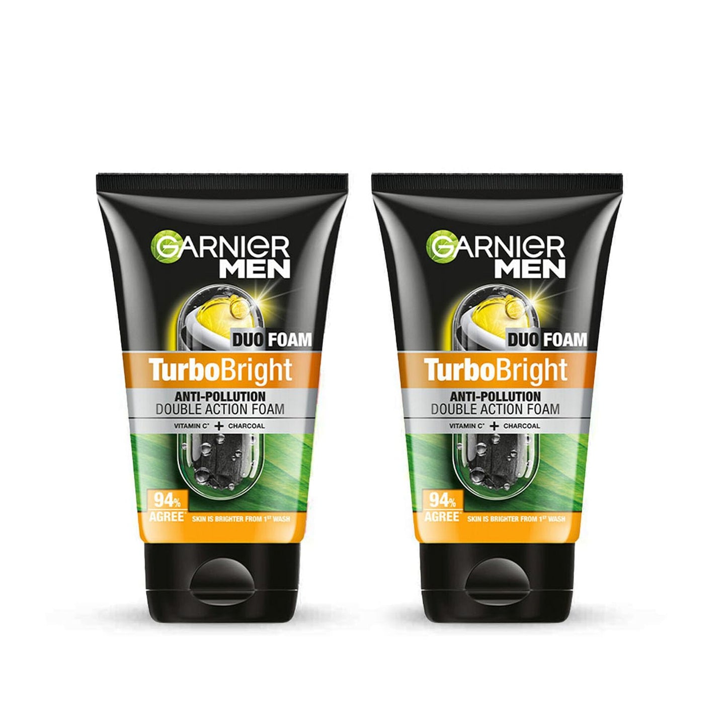 Garnier Men Face Wash Brightening & Anti-Pollution, Turbo Bright Double Action, 100 gm (Pack of 2)