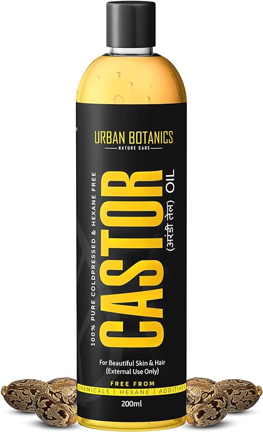 Urbanbotanics Urbanbotanics Cold Pressed Castor Oil For Hair Growth, Skin Care, Moisturising Dry Skin, Nails, Eyelash - Virgin Grade - Organic - 200ml