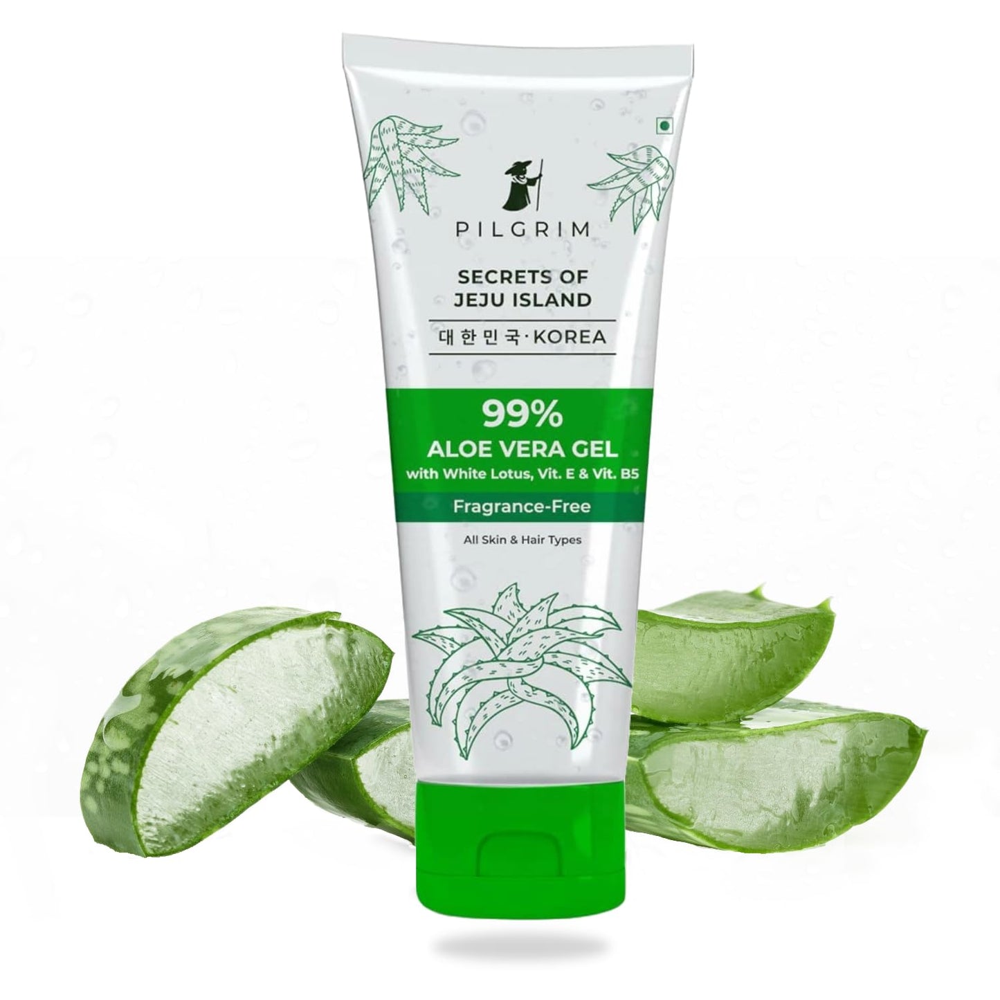 Pilgrim Korean 99% Pure Aloe Vera Gel with Vitamin E & Vitamin B5 for Face & Hair, 200 ml