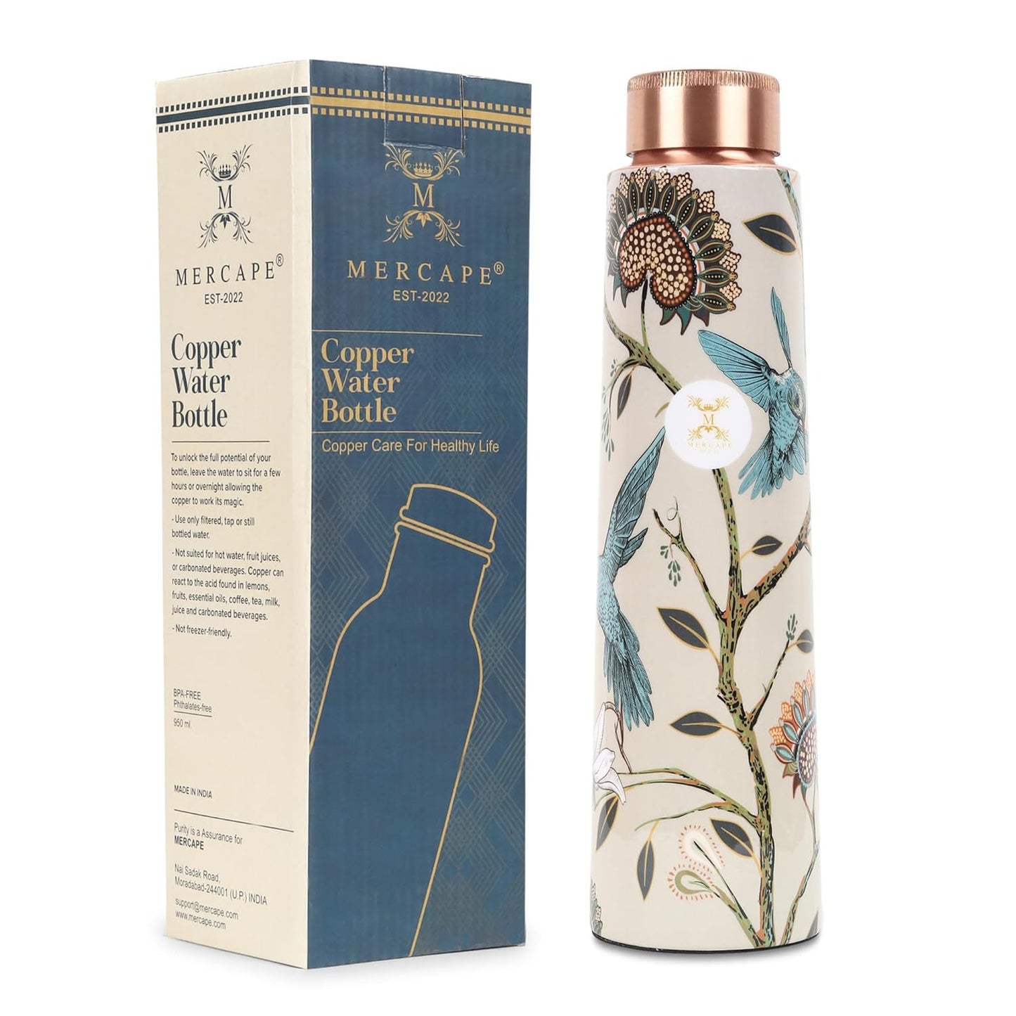 MERCAPE Pure Copper Water Bottle, 900 ml