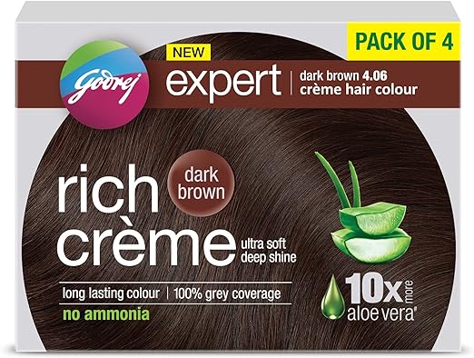 Godrej Expert Rich Crème Hair Colour Shade 4.06 Dark Brown, Pack of 4