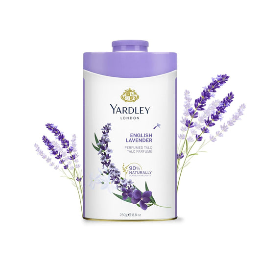 Yardley London English Lavender Perfumed Talc/ Powder for Women with Calcium, Carbonate, Magnisium, Carbonate, Fragrance, Dipropylene Glycol, Calcium, Silicate, Triclosan(Deo Factor), Pack of 1, 100g