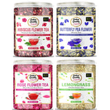Online Quality Store Organic Hibiscus Flower Tea, Butterfly Pea, Rose, Lemongrass Combo, 400 gm