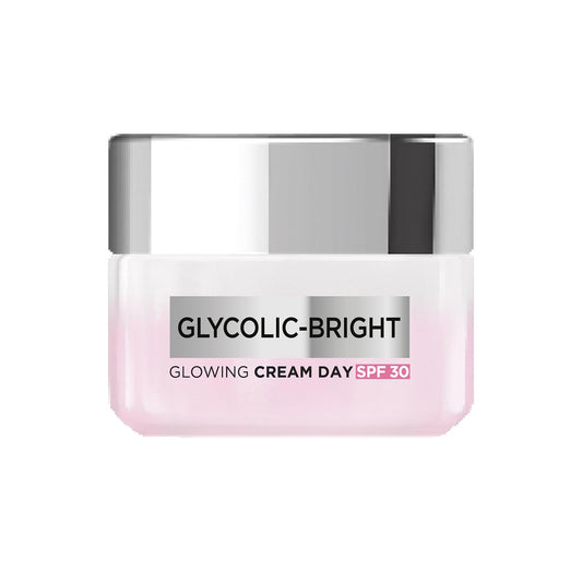 L'Oreal Paris Glycolic Bright Glowing Day Cream, Overnight Brightening Cream, Glycolic Acid in Gel-Like Cream Texture, 50ml