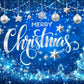 Blue Merry Christmas Backdrop Glitter Bokeh Sparkle Snowflake Banner  Size 5Feet Height & 8Feet Width