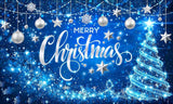 Blue Merry Christmas Backdrop Glitter Bokeh Sparkle Snowflake Banner  Size 5Feet Height & 8Feet Width