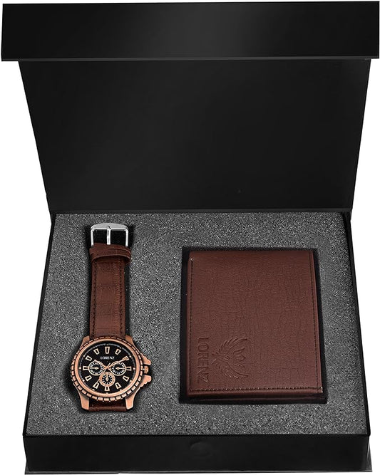 LORENZ Brown Watch and Wallet Combo for Men