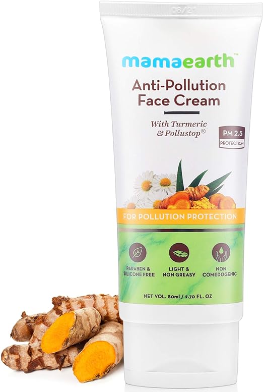 MAMAEARTH AntiPollution Daily Face Cream For Dry & Oily Skin With Turmeric & Pollustop For A Bright Glowing Skin 80 ml