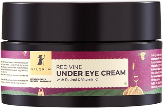 Pilgrim Red Vine, Retinol & Vitamin C Under Eye Cream | Dark circle remover cream, puffy eye - 30gm