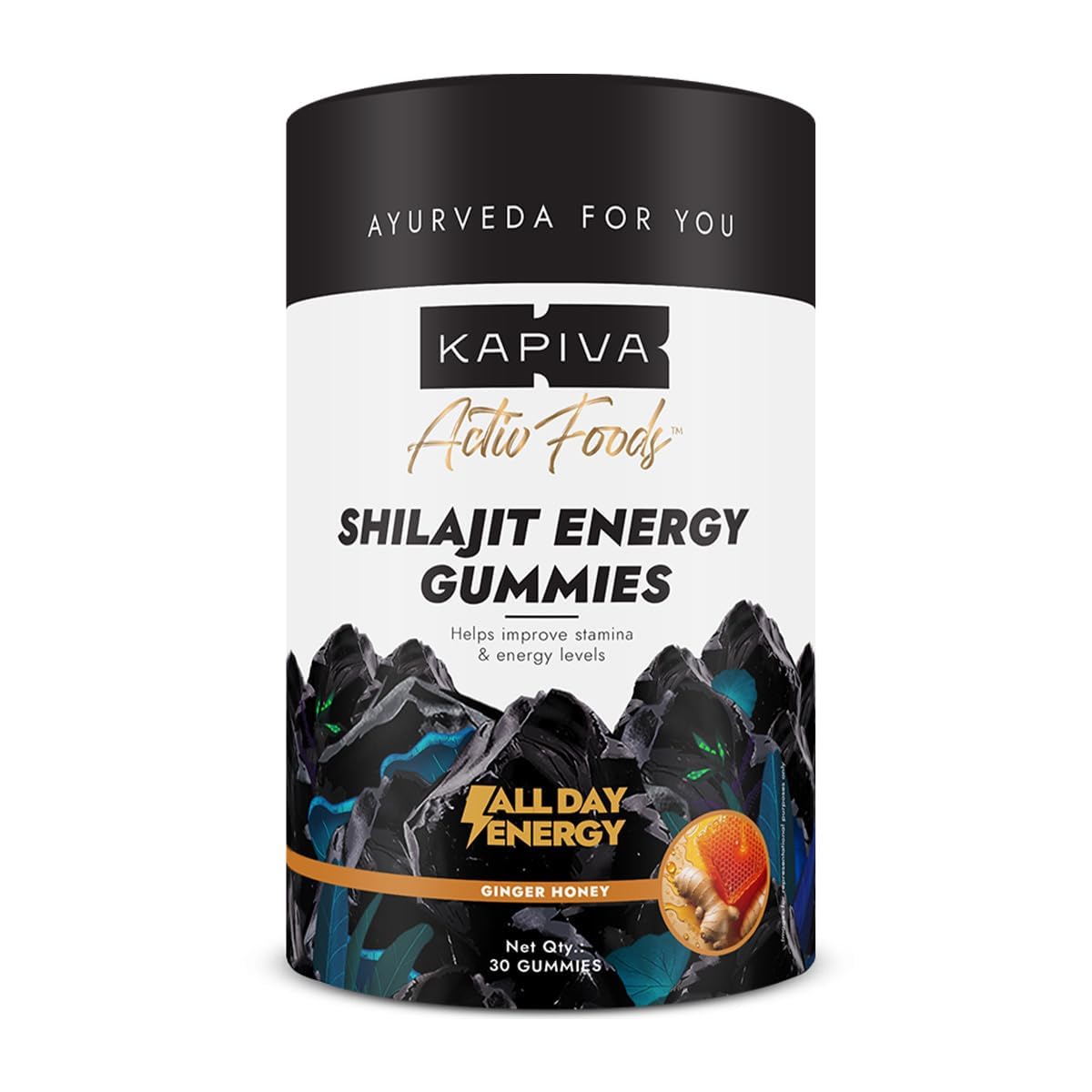 Kapiva Himalayan Shilajit Gummies, 225 mg Shilajit/Gummy, Ginger Honey Flavour, 30 Gummies