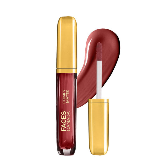 FACES CANADA Comfy Matte Liquid Lipstick - Note To Self 07, 3 ml | Comfortable 10HR Longstay | Intense Matte Color | Almond Oil & Vitamin E Infused
