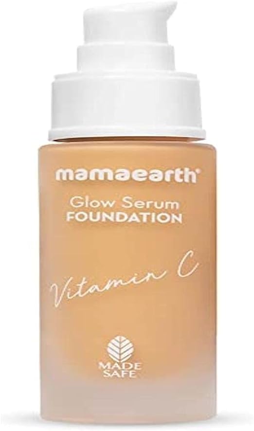 Mamaearth Glow Serum Foundation Lotion with Vitamin C & Turmeric for 12-Hour Long Stay- 03 Nude Glow - 30 ml Dewy Finish