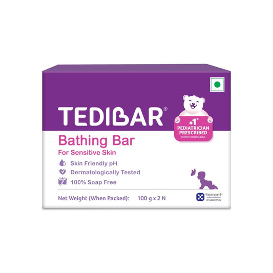 TEDIBAR - Bathing Bar for Babies’ Sensitive Skin| Skin-Friendly pH 5.5| Gentle Soap-Free Formula| Prevents Dryness & Rashes| Keeps Baby’s Skin Soft, Supple & Healthy| Pack of 2-100gms