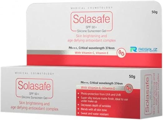 REGALIZ Solasafe SPF 50+ Silicone Sunscreen, Skin Brightening And Age Defying Antioxidant Complex - 50g