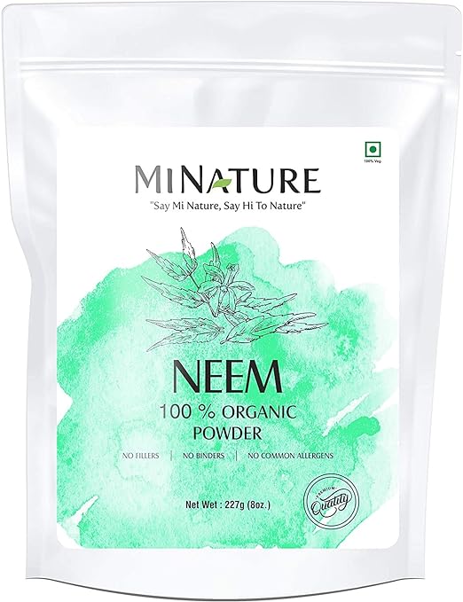 Mi nature Neem Leaf Powder (Azadirachta Indica)/ 100% Pure, Natural and Organic - (227g / (1/2 lb) / 8 ounces) - Resealable Zip Lock Pouch