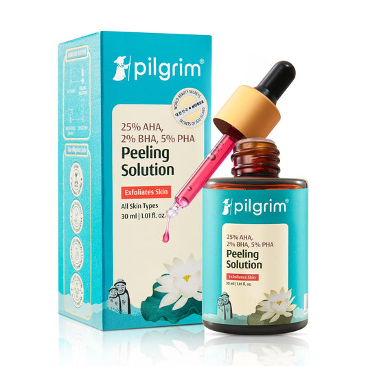 Pilgrim 25% AHA + 2% BHA + 5% PHA Peeling Solution 30ml For Face & Body |10-Minute Facial At Home