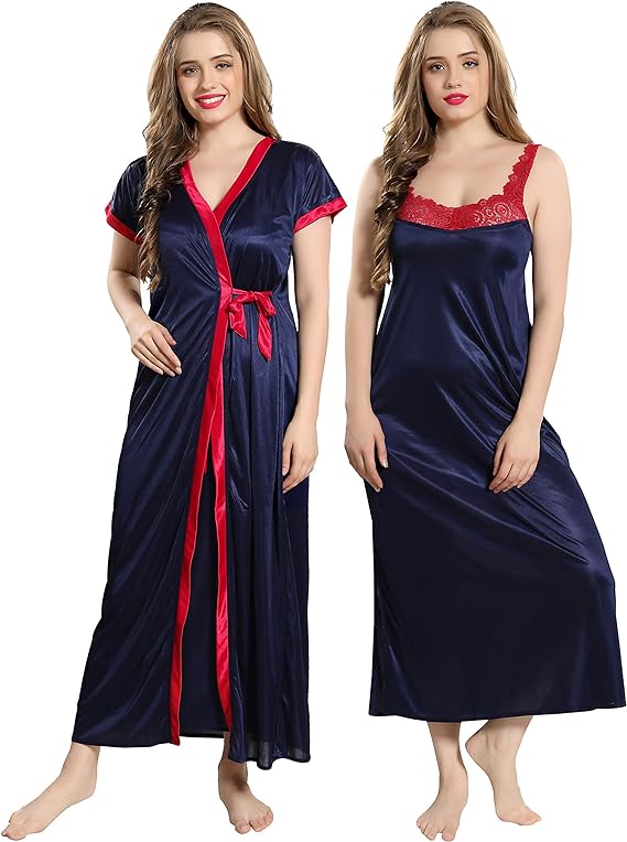 AV2 Women's Satin Solid Maxi Nighty