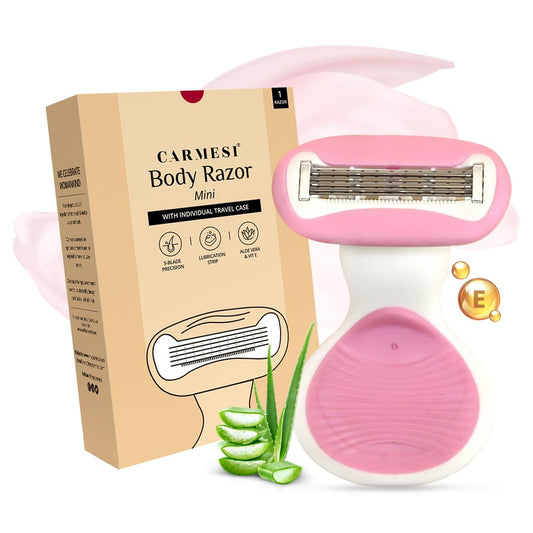Carmesi Body Razor for Women's Hair Removal |1 Pc | With Travel Case | 5-Blade Precision