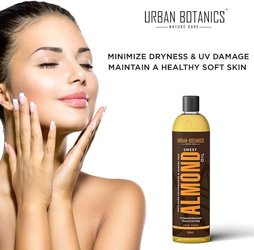 UrbanBotanics® Pure Cold Pressed Sweet Almond Oil for Hair and Skin - 200ml