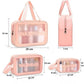 Wash Bag Pouch for Travel Kit Set of 3 (Pink)