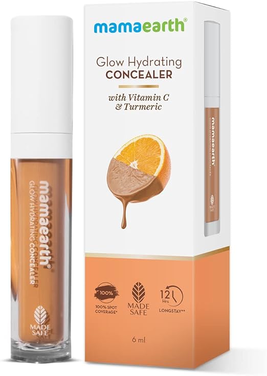 Mamaearth Glow Hydrating Concealer with Vitamin C & Turmeric for 100% Spot Coverage - 03 Nude Glow - 6 ml