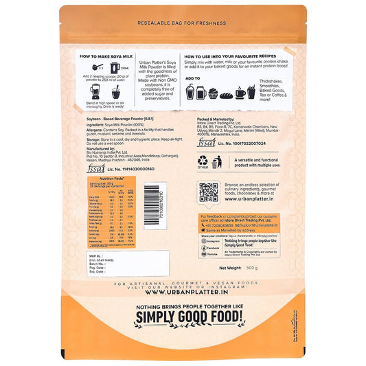 Urban Platter Soya Milk Powder, 500 gm