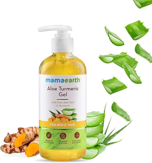 Mamaearth Aloe Turmeric Gel From 100% Pure Aloe Vera For Face, Skin & Hair with Turmeric & Vitamin E-300ml