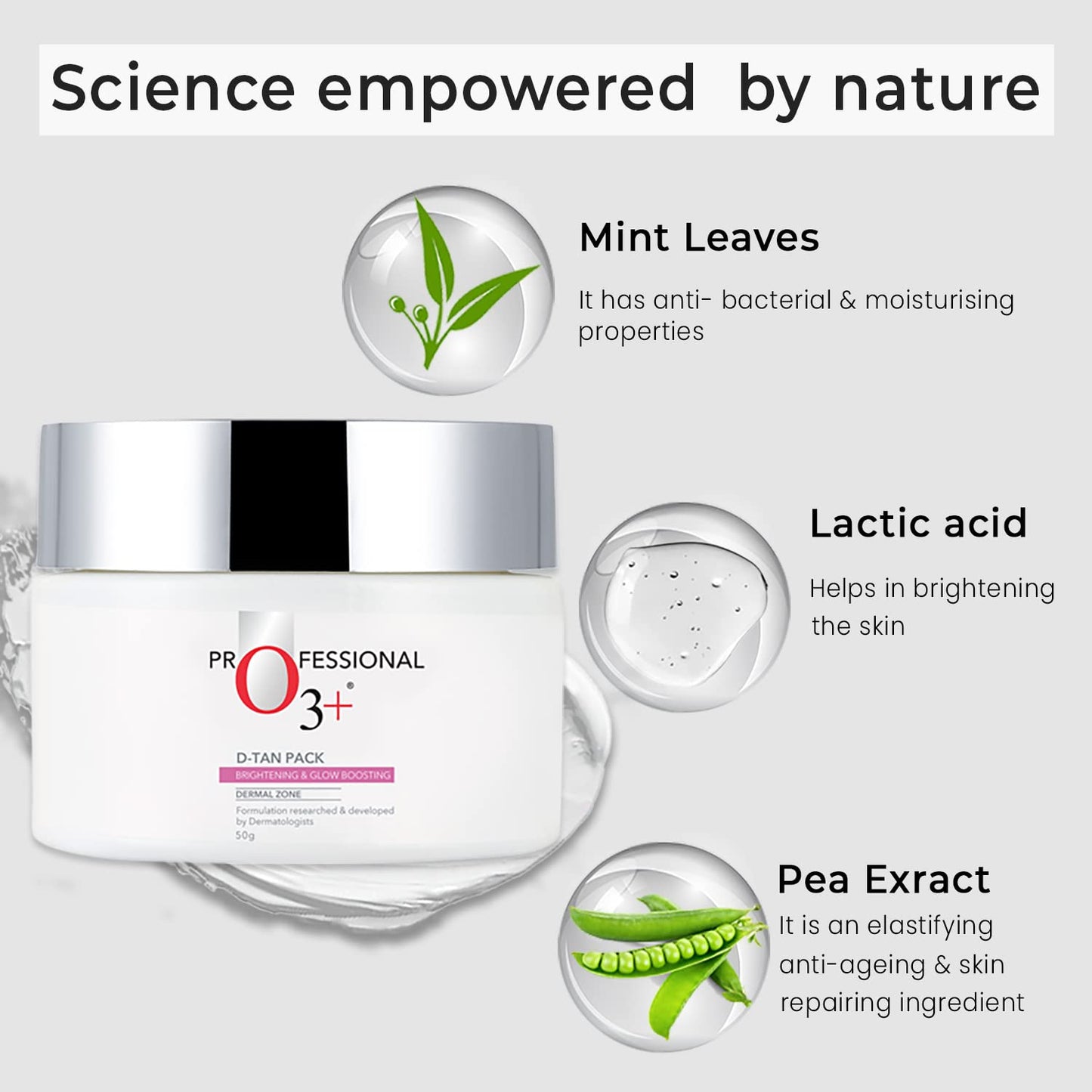 O3+ D-TAN Pack for Instant Tan Removal & Sun Damage Protection Infused with Mint and Eucalyptus Oil