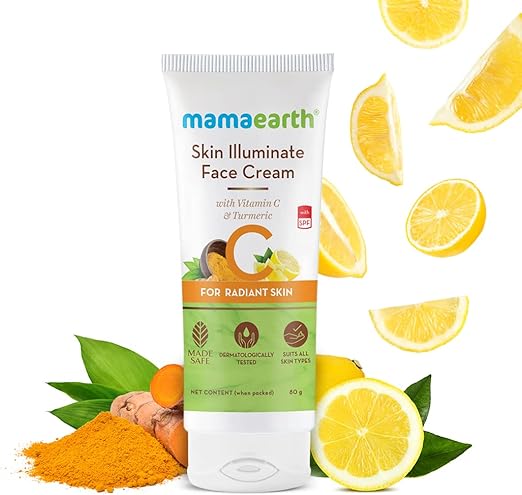 Mamaearth Skin Illuminate Face Cream, for skin brightening, with Vitamin C and Turmeric for Radiant Skin 80 g