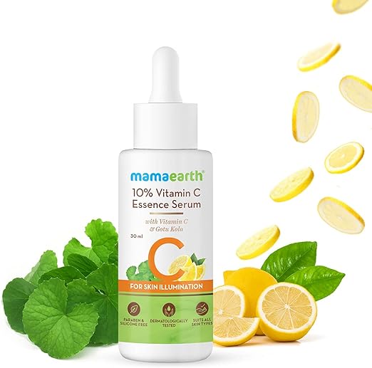 Mamaearth 10% Vitamin C Face Serum, Essence Serum with Vitamin C and Gotu Kola for Skin Illumination - 30ml