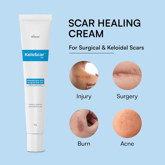Brinton Keloscar Gel, Surgical Scar Gel for All Skin Types, 15 gm