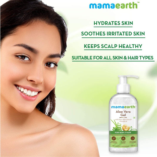 Mamaearth Aloe Vera Gel for Skin & Hair | With Pure Aloe Vera & Vitamin E | For Men & Women | 300 ml