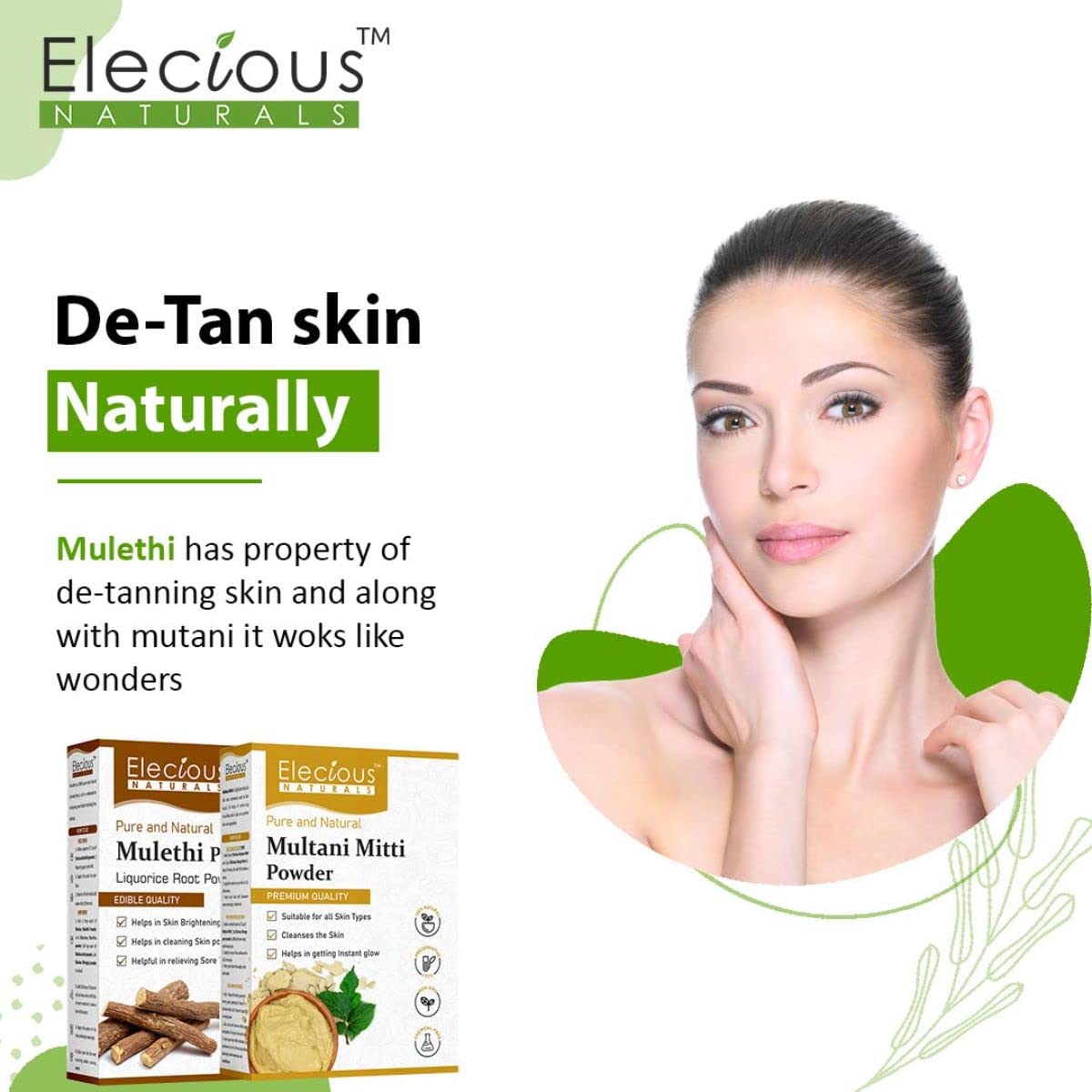 Elecious Mulethi Powder and Multani Powder Combo, 200 gm + 200 gm