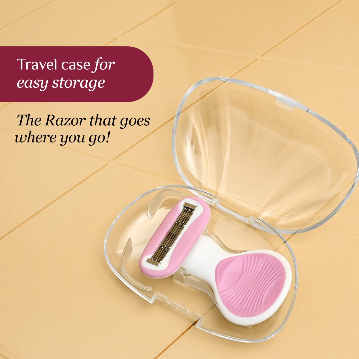 Carmesi Body Razor for Women's Hair Removal |1 Pc | With Travel Case | 5-Blade Precision