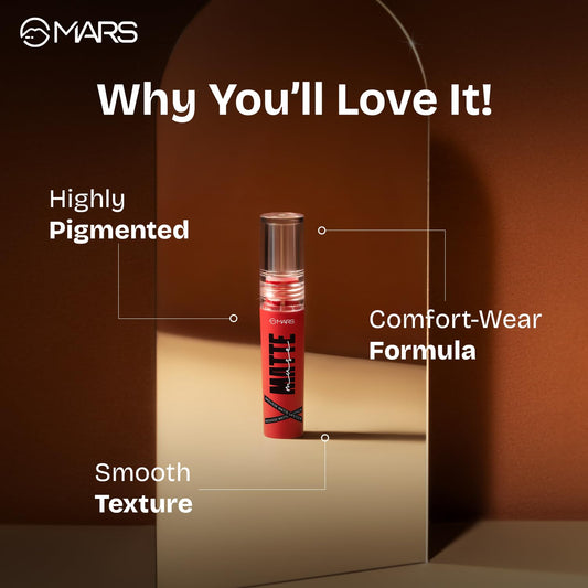 MARS Matte Muse Mousse Lipstick (3ml) (01-LEADING LADY) with Doe-Foot Applicator | Highly Pigmented | Smooth Texture | Hydrating Formula | Blurry Lips Effect