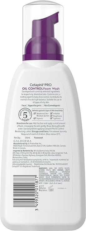 Cetaphil Pro Oil Control Foam Face Wash for Acne & Oily Prone Skin