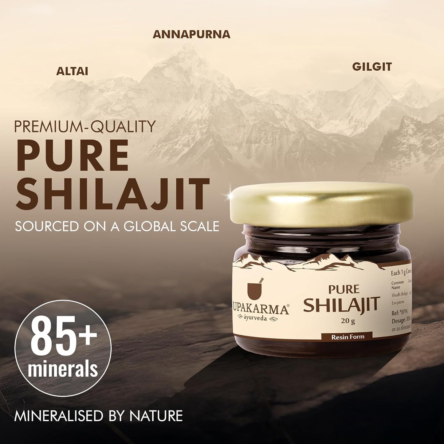 Upakarma Pure Shilajit Resin 20g | 300mg/serving ,Boosts Stamina & Strength